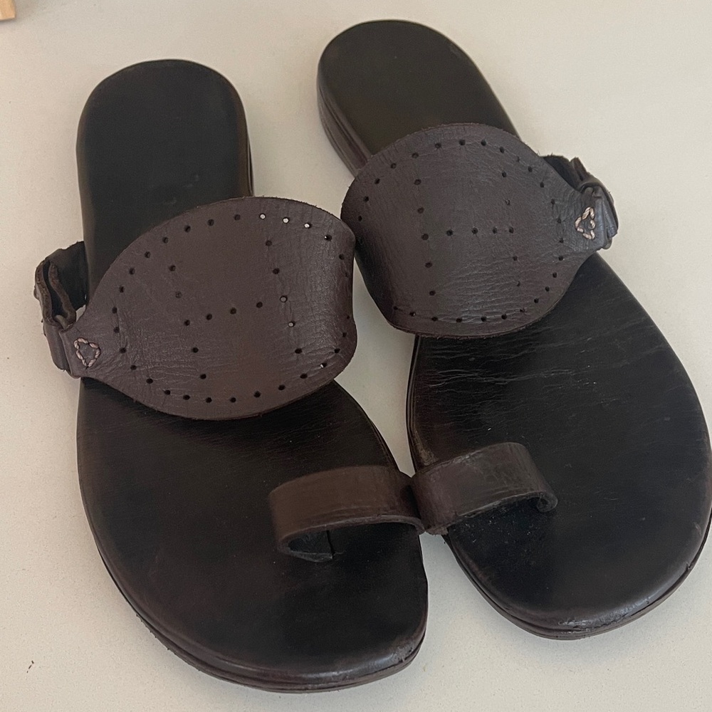 Hermes BrownLeather Sandals